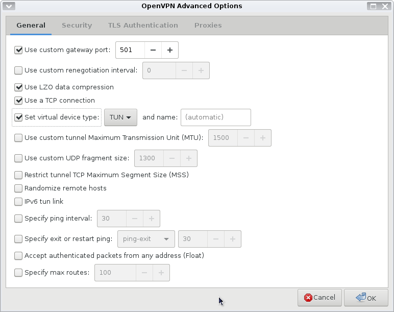 openvpn advanced options - general