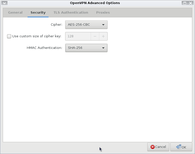 openvpn advanced options - security